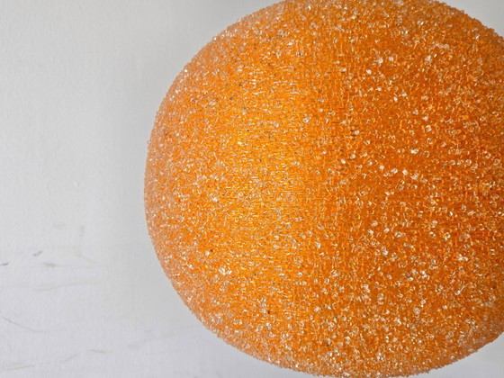 Image 1 of LUSTRE SUSPENSION BOULE VINTAGE 1960 ROTAFLEX RESINE ORANGE 60S 1960S SPACE AGE