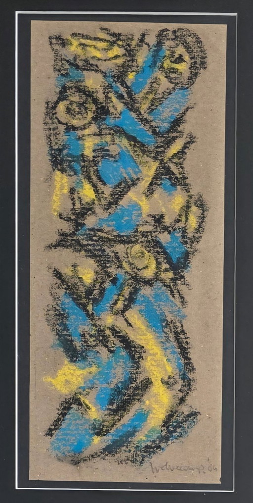 Theo Wolvecamp - Abstracte compositie (Pastel on paper - unique work)