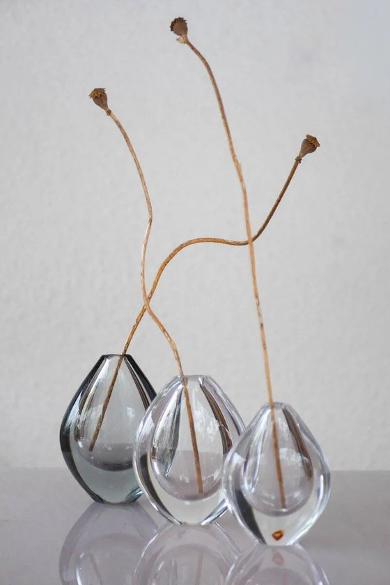 Image 1 of Crystal Lucid Drop Glass Vases by Sven Palmqvist for Orrefors, Sweden, 1950s, set of 3
