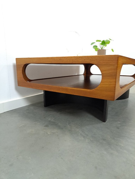 Image 1 of Mesa de centro de teca con gran tapa de mármol