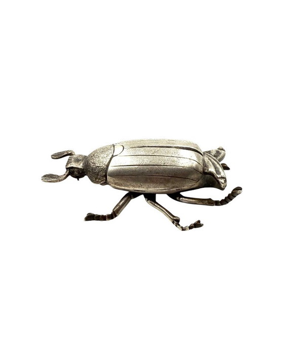 Image 1 of Cendrier/boîte en argent en forme d'insecte, France années 1950