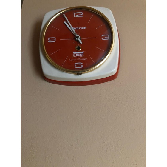 Image 1 of Vintage hes wall clock in heavy metal case, India