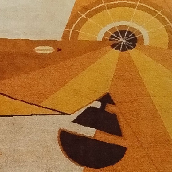 Image 1 of 1950s Constructivist Mechanical Futuristic Rug/Tapestry. Made in France