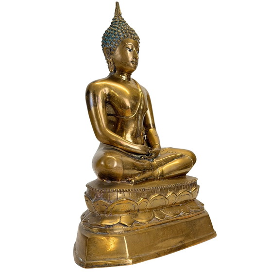 Antieke Thaise Shakyamuni Boeddha met ingelegde ogen - 19e eeuw - 40.5 cm – Beeldhouwkunst (photo 2 of 11)