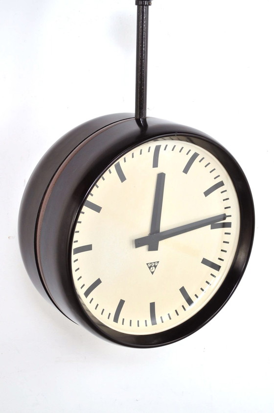 Image 1 of Vintage Double-Sided Clock Pragotron