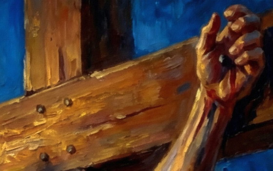Image 1 of Jesus Christ on the Cross / Impressionist painting (60x60 cm)
