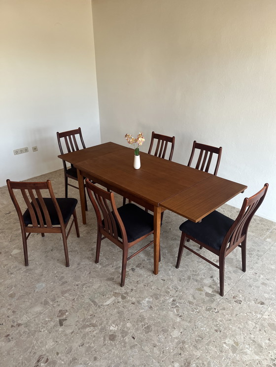 Image 1 of 6x Originele "Farstrup Møbelfabrik jaren 60" Eetkamerstoel Mahonie Denemarken!!