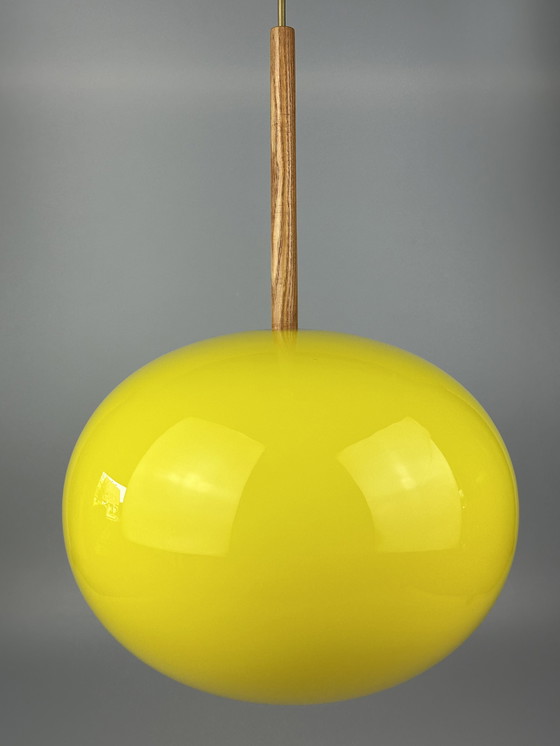 Image 1 of Lampada da soffitto in teak degli anni '60/'70 di Uno &amp; Östen Kristiansson per Luxus Sweden