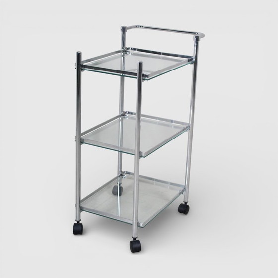 Image 1 of Carrello di servizio vintage, tavolino laterale, carrello, cromato