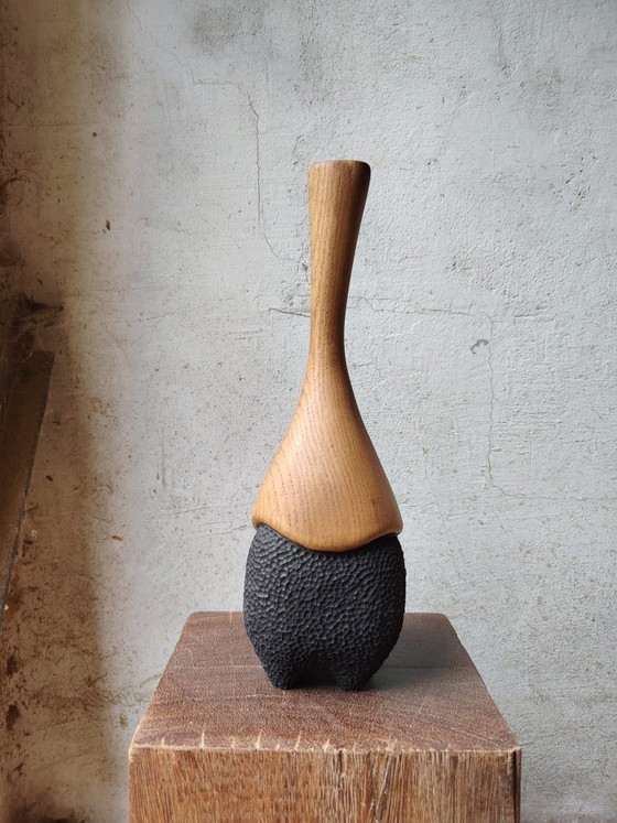 Jarrón / escultura de roble macizo tallado, retroDom, Jarrones, Madera, Marrón (foto 4 de 11)