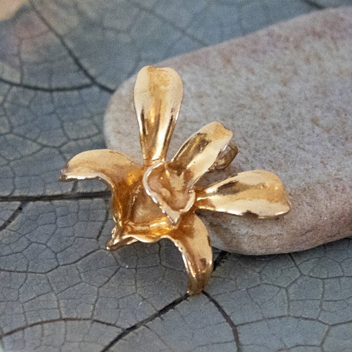 Broche et pendentif orchidée vintage couleur or