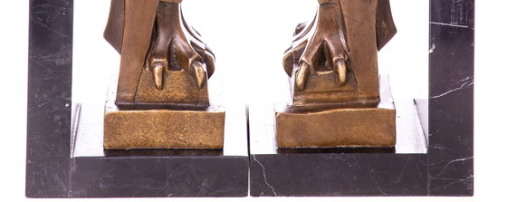 Image 1 of Fermalibri in bronzo a forma di gufo in stile Art Déco