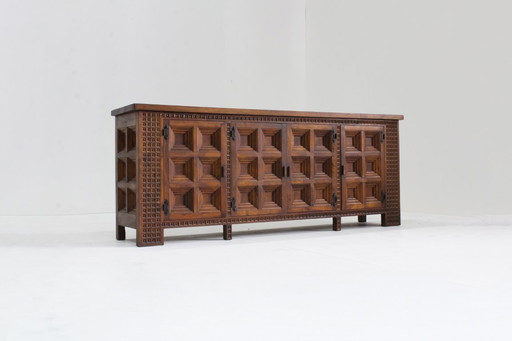 Vintage Spanish Brutalist Sideboard Sideboard