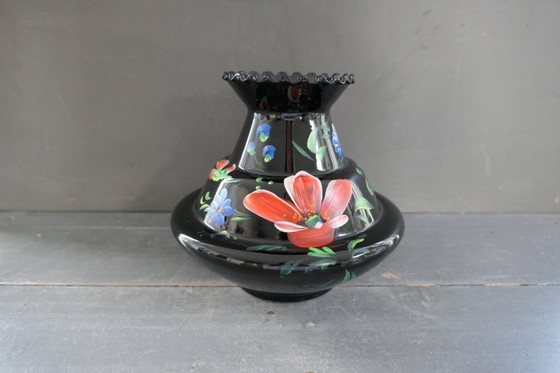 Image 1 of Art Deco Booms jarrón de cristal negro