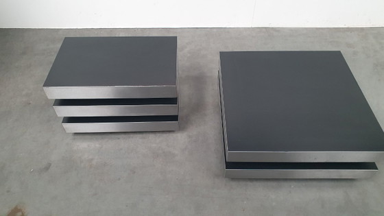Vintage Roche Bobois Willy Rizzo Attr Salontafels 70s Design – lamine, Metal (photo 8 of 23)