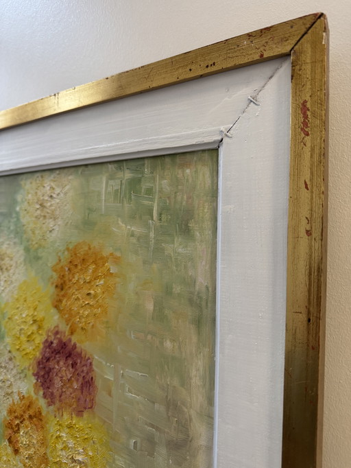 Oil painting on canvas, chrysanthemums, 1965