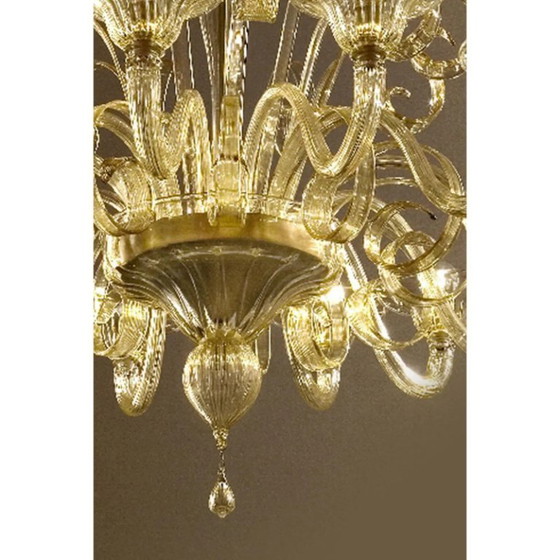 Image 1 of Moderner Champagner-Kronleuchter aus venezianischem Muranoglas mit geschwungenen Linien