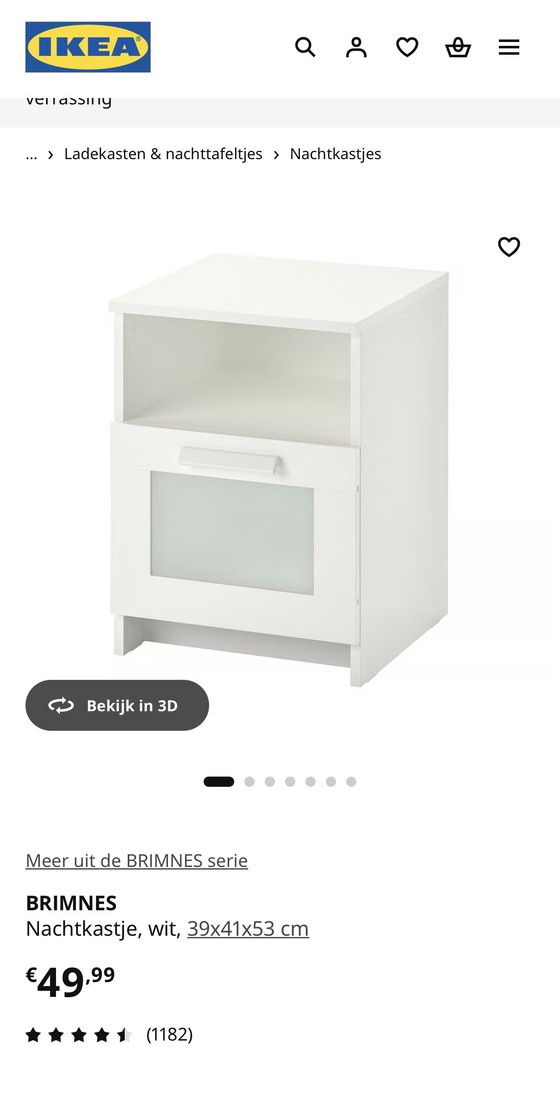 Image 1 of Ikea Brimnes witte nachtkastjes (2x)