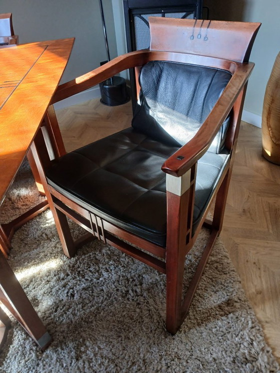 tafel en 4 stoelen schuitema decoforma reeks, Eetkamerset, Leer, Hout, Bruin (foto 4 van 5)