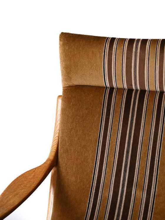 Image 1 of Fauteuil à dossier haut original en chêne scandinave, fin des années 1960