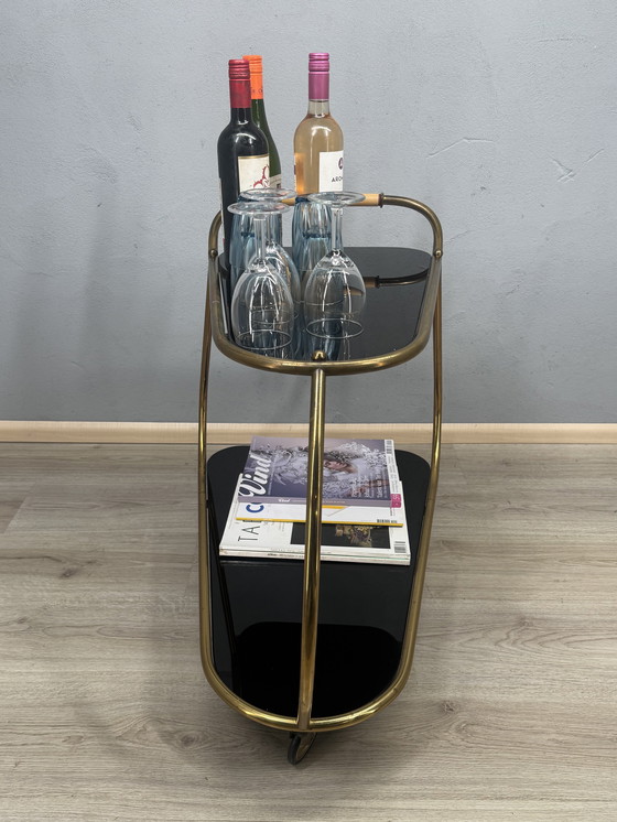 Image 1 of Vintage serving trolley with smoked glass tops