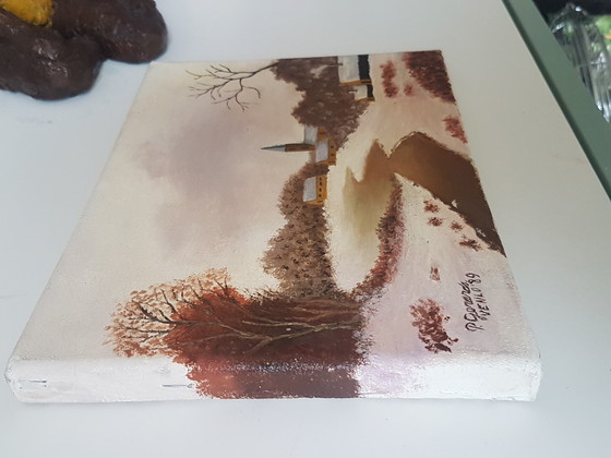 Image 1 of Paisaje invernal en pintura al óleo