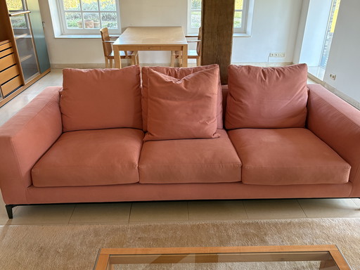 Minotti sofa salmon pink