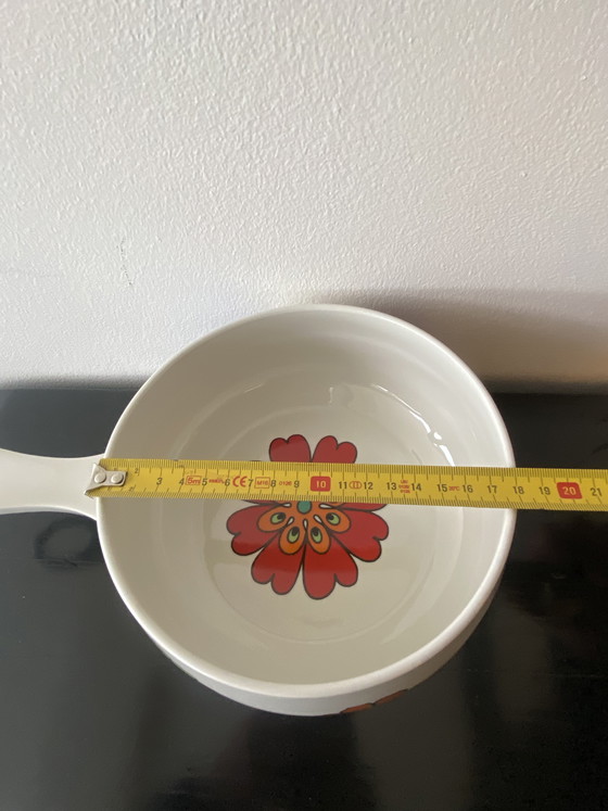 Image 1 of Rara pentola per fonduta di verdure vintage Villeroy & Boch degli anni '60/'70, variante floreale del modello Acapulco.