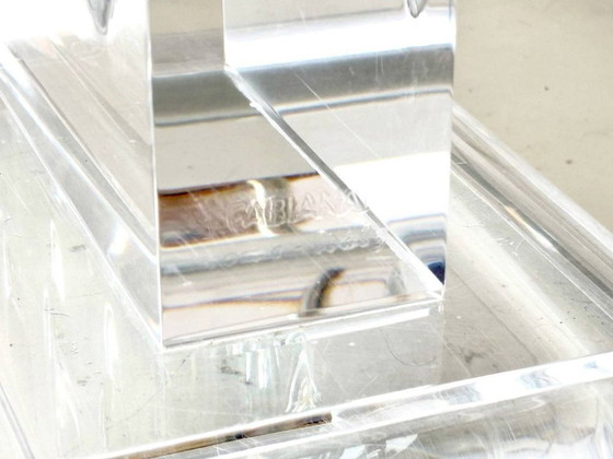 Image 1 of Glass table with acrylic glass column legs by FABIANART from Rome, Italy, 1980s