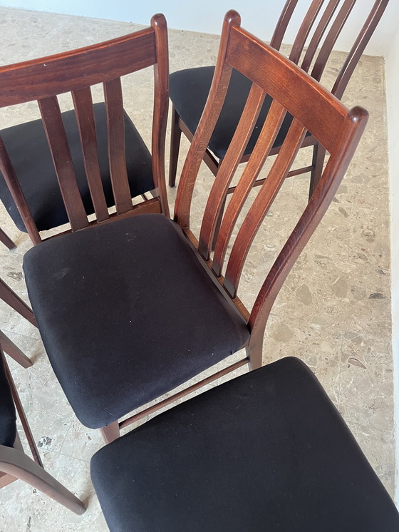 Image 1 of 6x Originele "Farstrup Møbelfabrik jaren 60" Eetkamerstoel Mahonie Denemarken!!