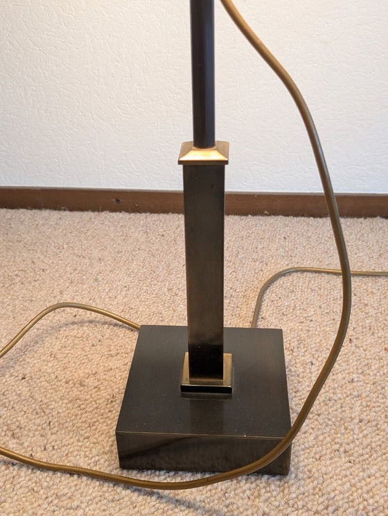 Image 1 of Lamp with trapezoidal lampshade, brass patina