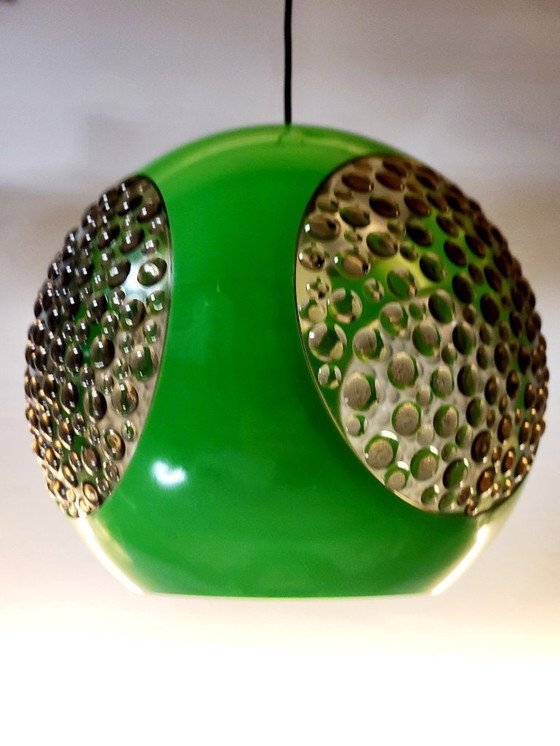 Image 1 of Space age hanglamp, Bug eye, Massive, groen, België, jaren 1970