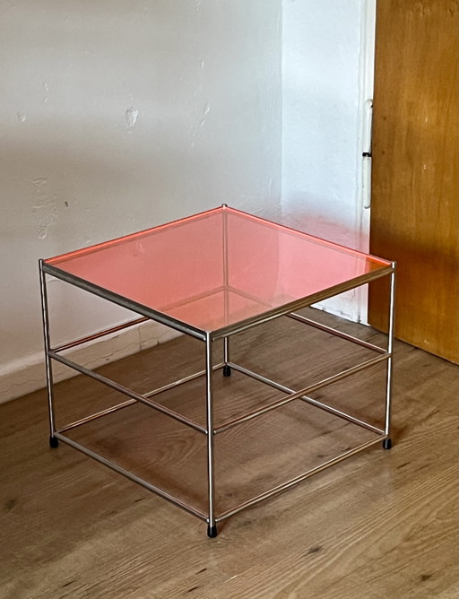 Tavolino da caffè DIY Upcycled USM Haller HR Tavolino Arancione Fluorescente