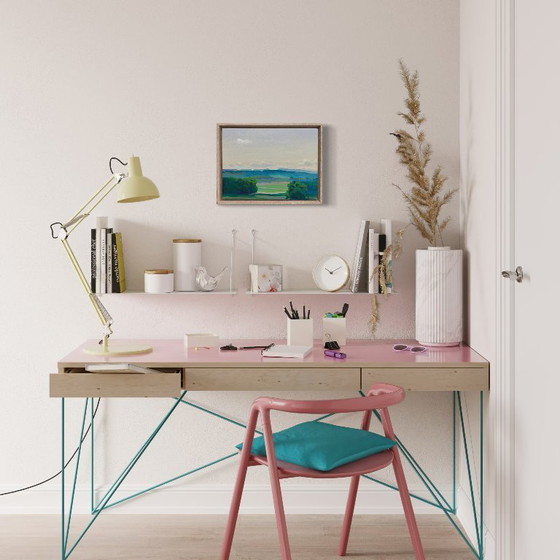 Image 1 of Paisaje de verano, pinturas acrílicas sobre lienzo, cuadro original con marco, 43 x 33 cm