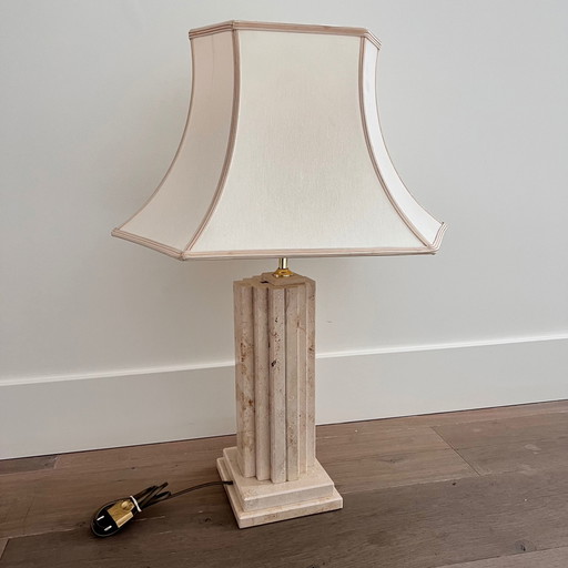Lampada da terra in travertino, marmo