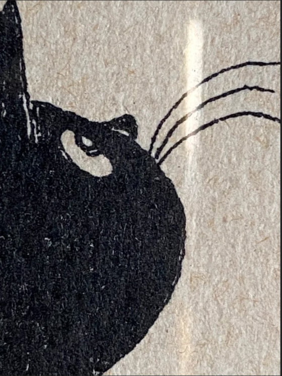 Lithographie "Chat Point d'Interrogation" Albert Dubout 1962. – Lithographies et sérigraphies, Bois, Papier (photo 12 of 12)