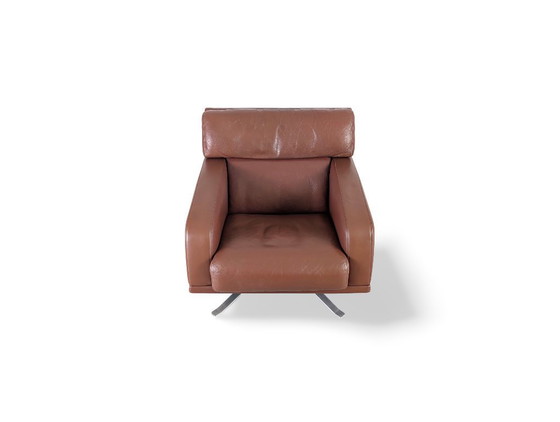 Image 1 of Poltrona girevole originale Rolf Benz in pelle, marrone, poltrona direzionale di design.