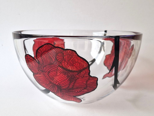 Kosta Boda - Grand bol à roses « Tatouage » de Ludvig Löfgren - Signé