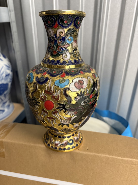 Image 1 of Beautiful Chinese coisonné vase - 20 centimeters, pure craftsmanship