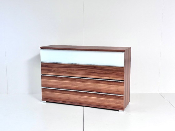 Nolte Möbel Alegro Cassettiera, Noce Macadamia & Vetro Bianco, Cassettiere, Legno, Marrone, Modern (foto 5 di 15)