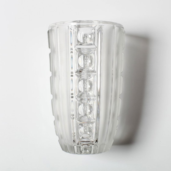 Image 1 of Vintage Clear Pressed Glass Vase / Bohemia Glass / 1950s