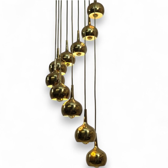 Image 1 of Hans-Agne Jakobsson Cascade lamp in brass 10 cups 1960s