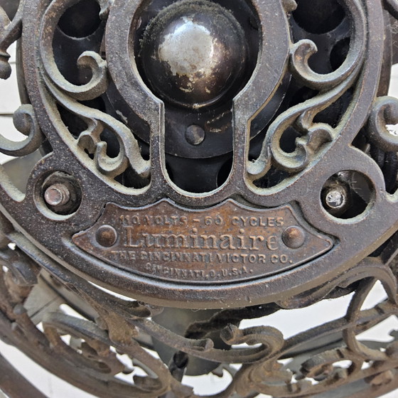 Image 1 of Lampada da terra antica americana in stile Art Nouveau con ventilatore "Luminaire" Cincinnati Victor Co