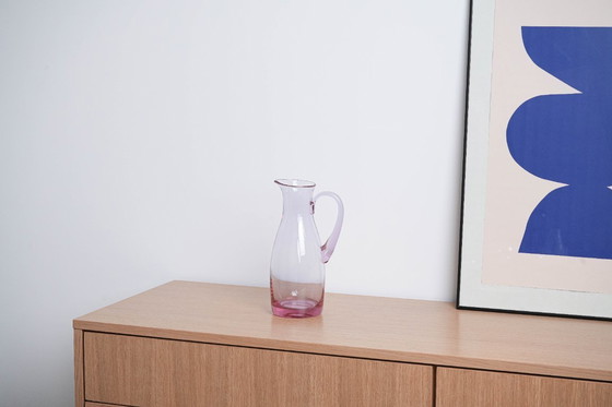 Image 1 of Carafe en verre rose, design italien, années 1970, fabriquée en Italie