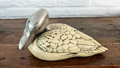 Handmade duck by Italian designer Elli Malevolti, signed – Sculpture, cadeaus, Silver, Glass (photo 2 of 6)