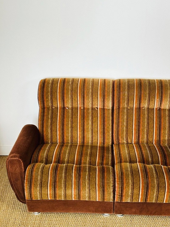 Image 1 of Vintage modulaire fluwelen bank, jaren 70, set van 5