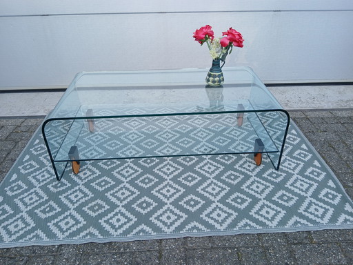 Fiam Table Basse en Verre Cascade Avec Base Mobile