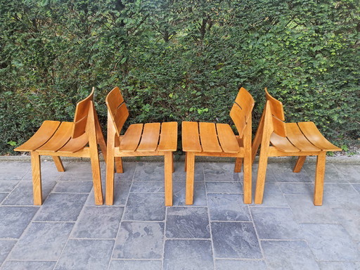 4x chaise en bois de Hans Anliker pour Horgen Glarus