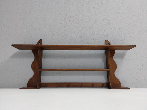 Rustic Vintage Wall Shelf with Hooks