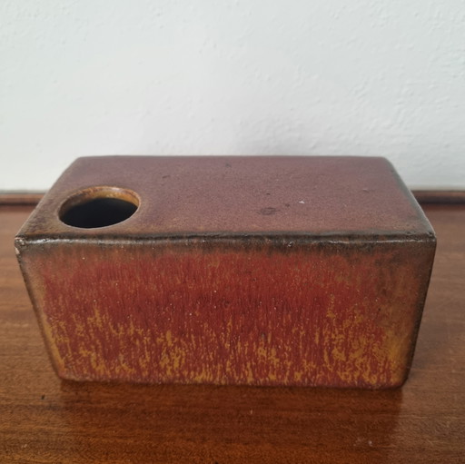 Vase bloc Mobach, grès, émail mixte, années 1960
